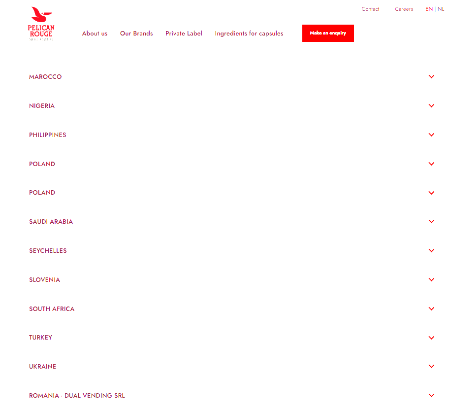 Lista Pelican Rouge in care apare Romania - DUAL VENDING SRL